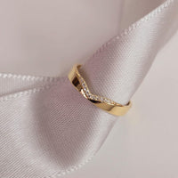 Diamond Chevron Wedding Band: 14K Gold V-Shape Stacking Ring