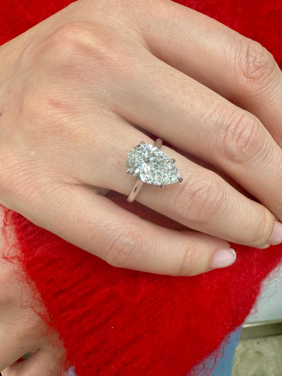 3 Carat D-VVS2 Pear Cut Lab Grown Diamond Engagement Ring: 14K Gold Solitaire