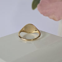 14K Solid Gold Diamond Signet Ring Personalized Initials Round Men Women