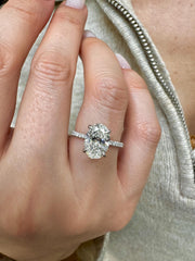 2 Carat Oval Lab-Grown Diamond Hidden Halo Ring — view 3