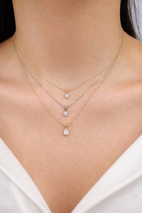 14K Gold Lab Grown Diamond Solitaire Necklace Dainty Diamond Pendant