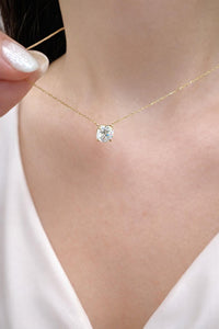 1 Ct Round Cut Lab Grown Diamond Necklace: 14K Gold Solitaire Pendant, IGI Certified
