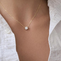 1 Ct Round Cut Lab Grown Diamond Necklace: 14K Gold Solitaire Pendant, IGI Certified