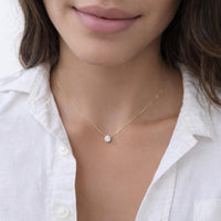 1 Ct Round Cut Lab Grown Diamond Necklace: 14K Gold Solitaire Pendant, IGI Certified