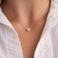 1 Ct Round Cut Lab Grown Diamond Necklace: 14K Gold Solitaire Pendant, IGI Certified