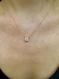 1 Ct Round Cut Lab Grown Diamond Necklace: 14K Gold Solitaire Pendant, IGI Certified