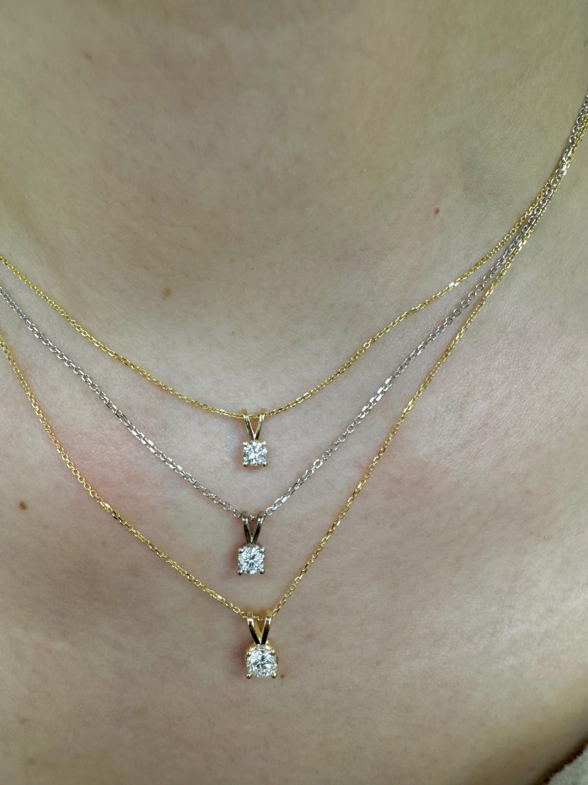 14K Gold Lab Grown Diamond Solitaire Necklace Dainty Diamond Pendant