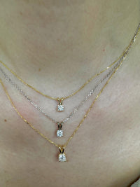 14K Gold Lab Grown Diamond Solitaire Necklace Dainty Diamond Pendant