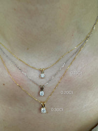 14K Gold Lab Grown Diamond Solitaire Necklace Dainty Diamond Pendant