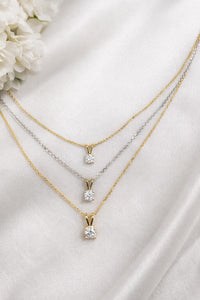 14K Gold Lab Grown Diamond Solitaire Necklace Dainty Diamond Pendant
