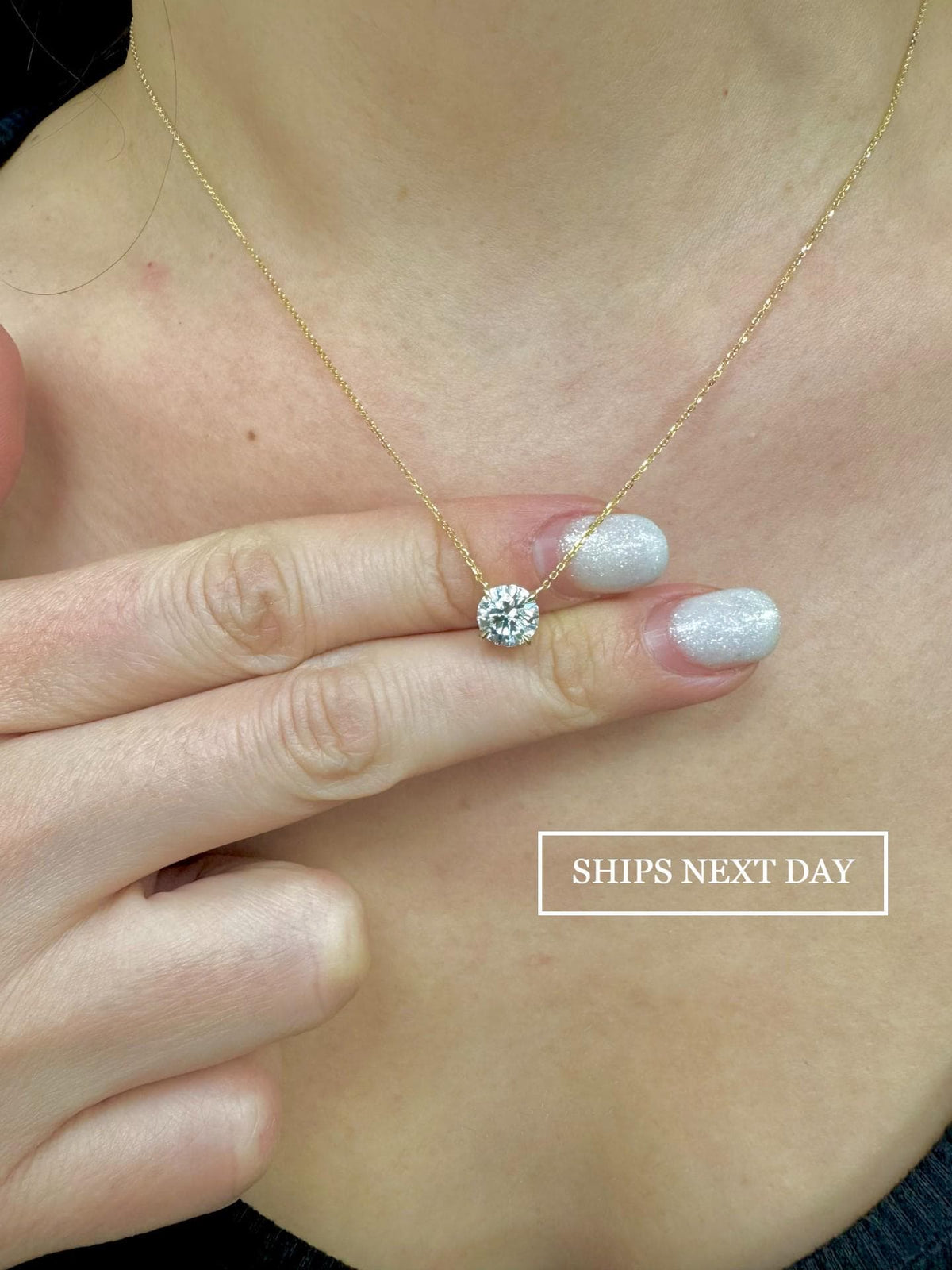 1 Ct Round Cut Lab Grown Diamond Necklace: 14K Gold Solitaire Pendant, IGI Certified