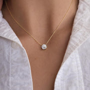 Round Lab-Grown Diamond Solitaire Necklace in 14K Gold — view 8