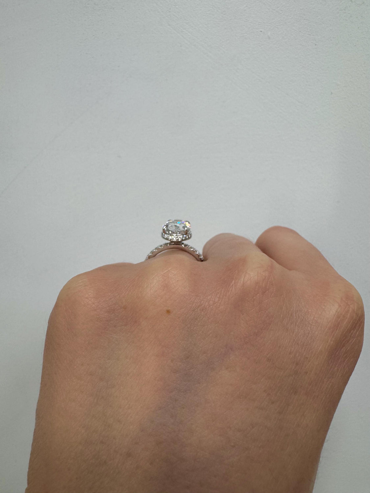 3 Carat E VVS2 Oval Lab Grown Diamond Engagement Ring Hidden Halo 14k Gold