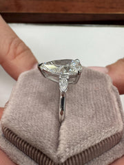 3 Carat Pear Lab-Grown Diamond Three-Stone Ring — view 10