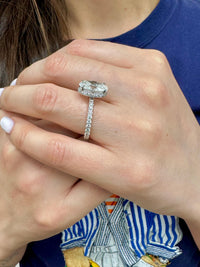 3 Carat E VVS2 Oval Lab Grown Diamond Engagement Ring Hidden Halo 14k Gold