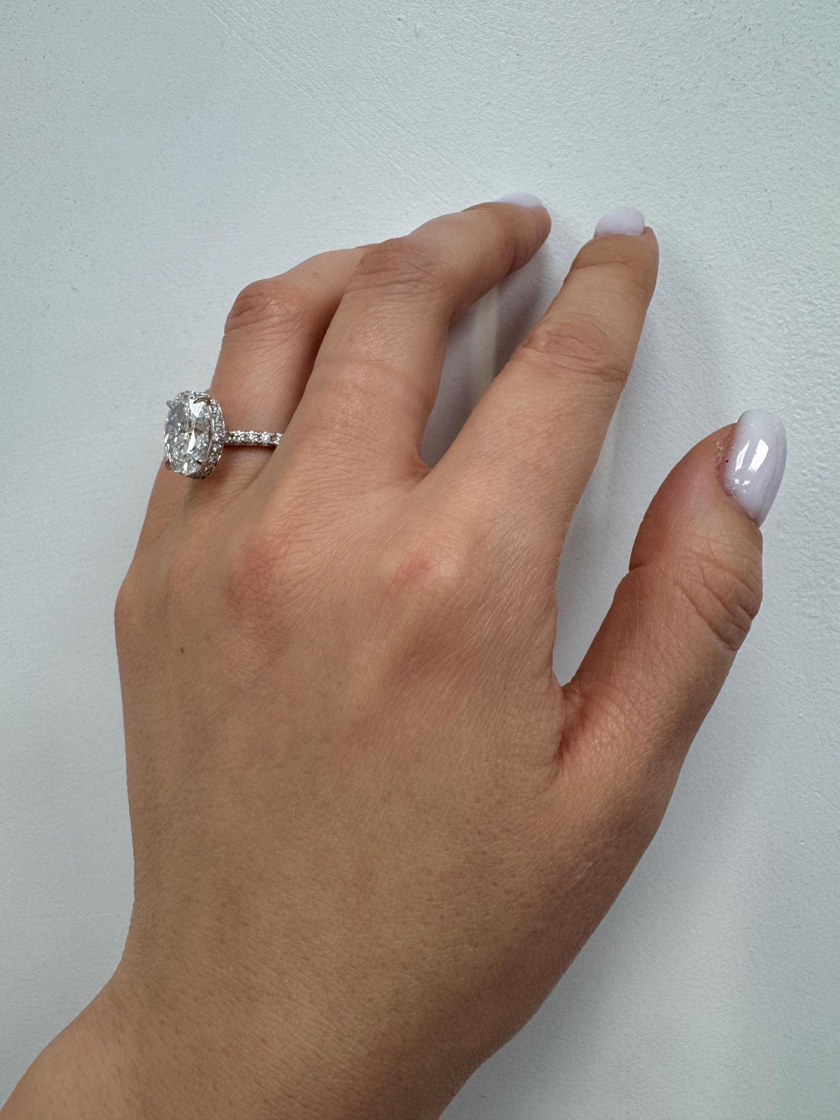 3 Carat E VVS2 Oval Lab Grown Diamond Engagement Ring Hidden Halo 14k Gold