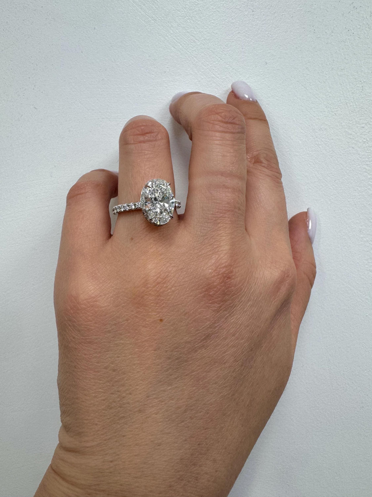 3 Carat E VVS2 Oval Lab Grown Diamond Engagement Ring Hidden Halo 14k Gold
