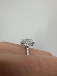 3 Carat E VVS2 Oval Lab Grown Diamond Engagement Ring Hidden Halo 14k Gold