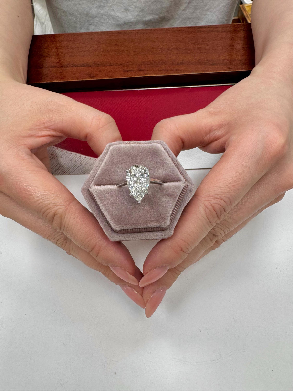 4 Carat E VVS2 Pear Cut Lab Grown Diamond Engagement Ring: 14K Gold Solitaire