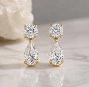 3 Carat Round &amp; Pear Lab-Grown Diamond Drop Earrings — view 3