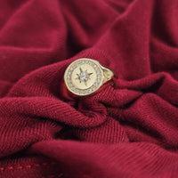 Personalized 14K Gold Diamond North Star Signature Ring Handmade Signet Ring Gift for Her