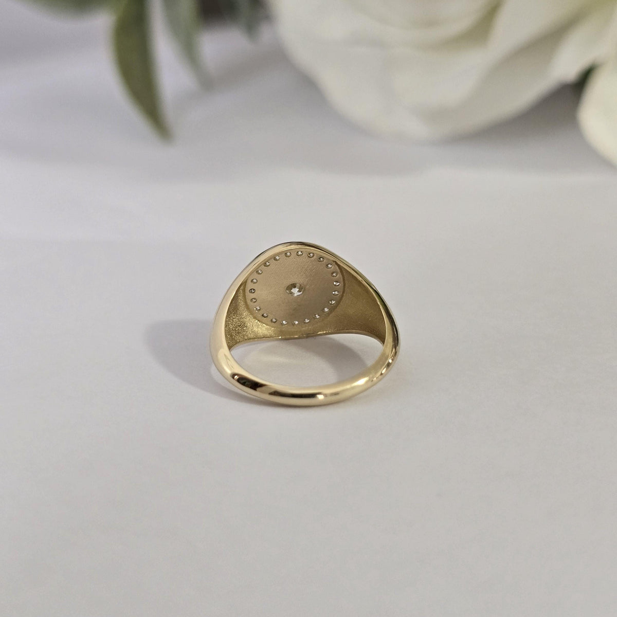 Personalized 14K Gold Diamond North Star Signature Ring Handmade Signet Ring Gift for Her