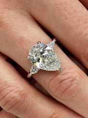 3 Carat Pear Lab-Grown Diamond Three-Stone Ring — view 2