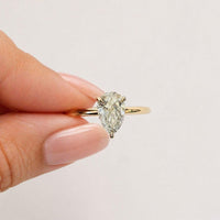 1 Carat E -VVS2 Pear Cut Lab Grown Diamond Engagement Ring: 14K Gold Solitaire