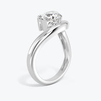 1 Carat Pear Cut Lab Grown Diamond Ring East West Engagement Ring Curved Wave Band 14K Solid Gold Solitaire Ring Minimalist Bridal Ring