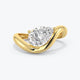 1 Carat Pear Cut Lab Grown Diamond Ring East West Engagement Ring Curved Wave Band 14K Solid Gold Solitaire Ring Minimalist Bridal Ring