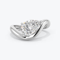 1 Carat Pear Cut Lab Grown Diamond Ring East West Engagement Ring Curved Wave Band 14K Solid Gold Solitaire Ring Minimalist Bridal Ring