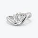 1 Carat Pear Cut Lab Grown Diamond Ring East West Engagement Ring Curved Wave Band 14K Solid Gold Solitaire Ring Minimalist Bridal Ring