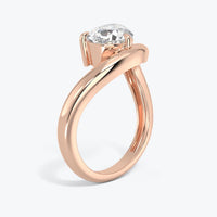 1 Carat Pear Cut Lab Grown Diamond Ring East West Engagement Ring Curved Wave Band 14K Solid Gold Solitaire Ring Minimalist Bridal Ring