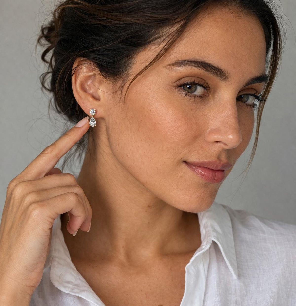 3 Ct E-VS1 Lab Grown Diamond Drop Earrings, Round Pear Shape Bridal Dangle Earrings
