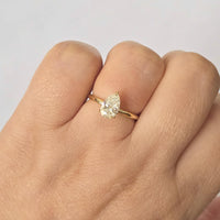 1 Carat E -VVS2 Pear Cut Lab Grown Diamond Engagement Ring: 14K Gold Solitaire