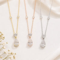 Lab Grown Diamond Necklace, Pear & Heart Pendant, 14K Gold