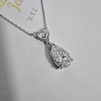 Lab Grown Diamond Necklace, Pear & Heart Pendant, 14K Gold