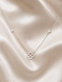 Diamond Clover Necklace in 14K Solid Gold, Lucky Clover Pendant