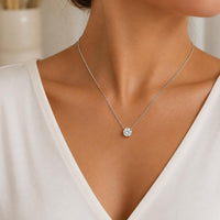 Lab Grown Diamond, Round Brilliant Ideal Cut Diamond Solitaire Necklace, VSS2 EF, 14K Solid Gold, IGI certified