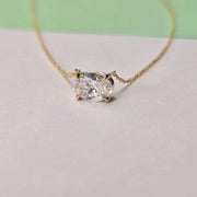 East-West Oval Lab-Grown Diamond Necklace in 14K Gold — view 7