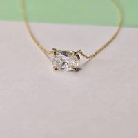 Oval Lab-Grown Diamond East-West Necklace 0.50 CT VS1 EF, 14K Solid Gold, IGI Certified
