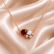 Ruby, Opal &amp; Lab-Grown Diamond Cluster Necklace — view 4