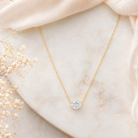 Oval Lab-Grown Diamond East-West Necklace 0.50 CT VS1 EF, 14K Solid Gold, IGI Certified