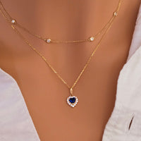 14k Gold Diamond Sapphire Necklace, Diamond Blue Sapphire Pendant, September Birthstone