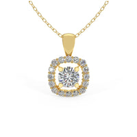 Diamond Halo Necklace, 14k Gold Women Necklace, Diamond Solitaire Charm, Dainty Necklace, Minimalist Necklace, Wedding Jewelry