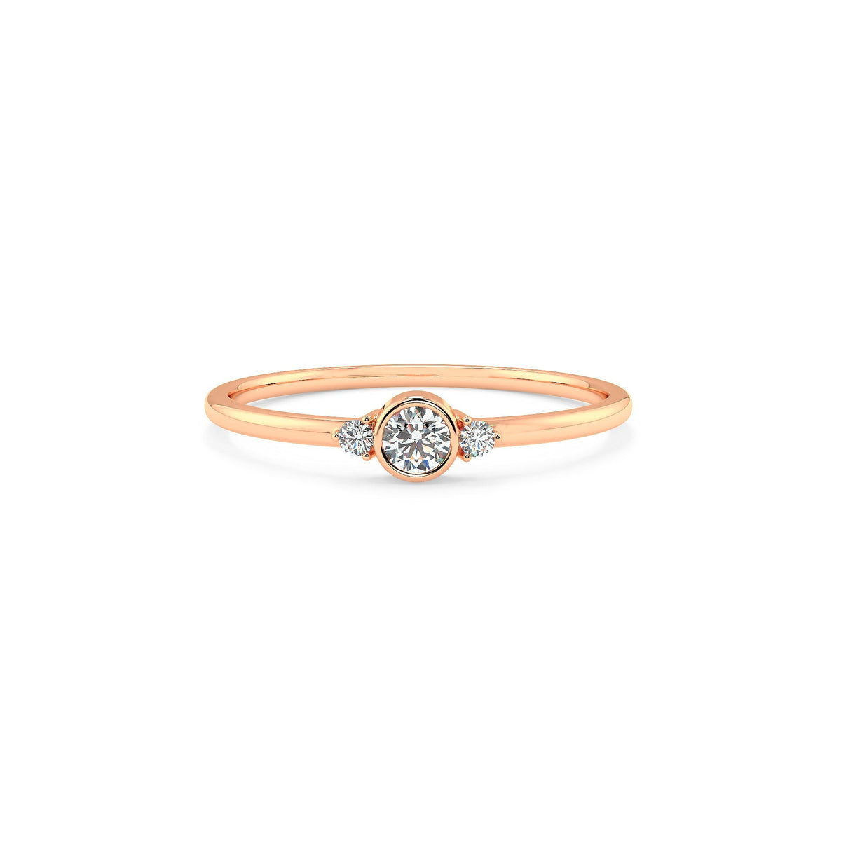14k Gold Three Diamond Minimalist Ring
