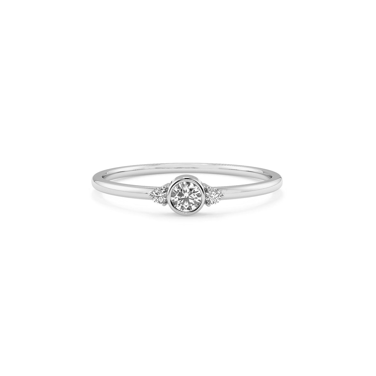 14k Gold Three Diamond Minimalist Ring