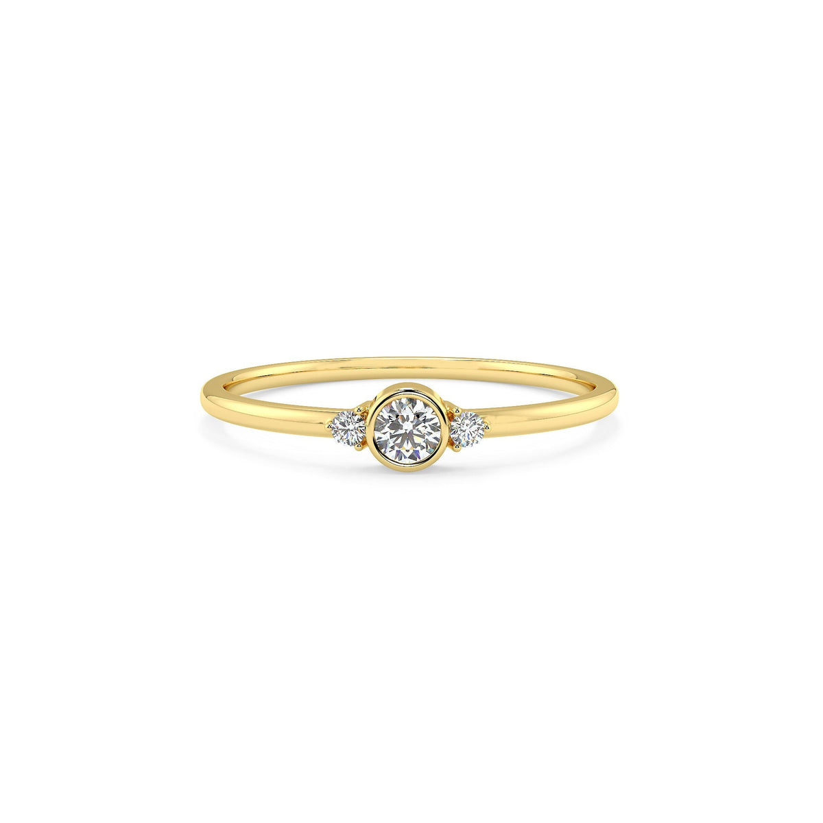 14k Gold Three Diamond Minimalist Ring