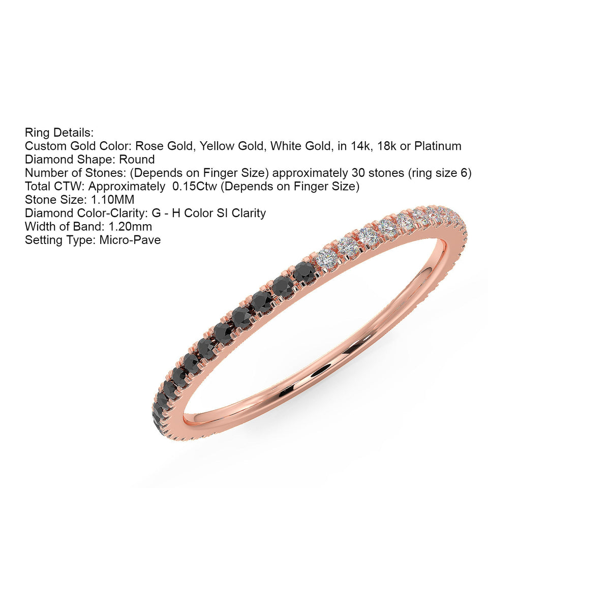 Black and White Diamond Infinity  Wedding Ring