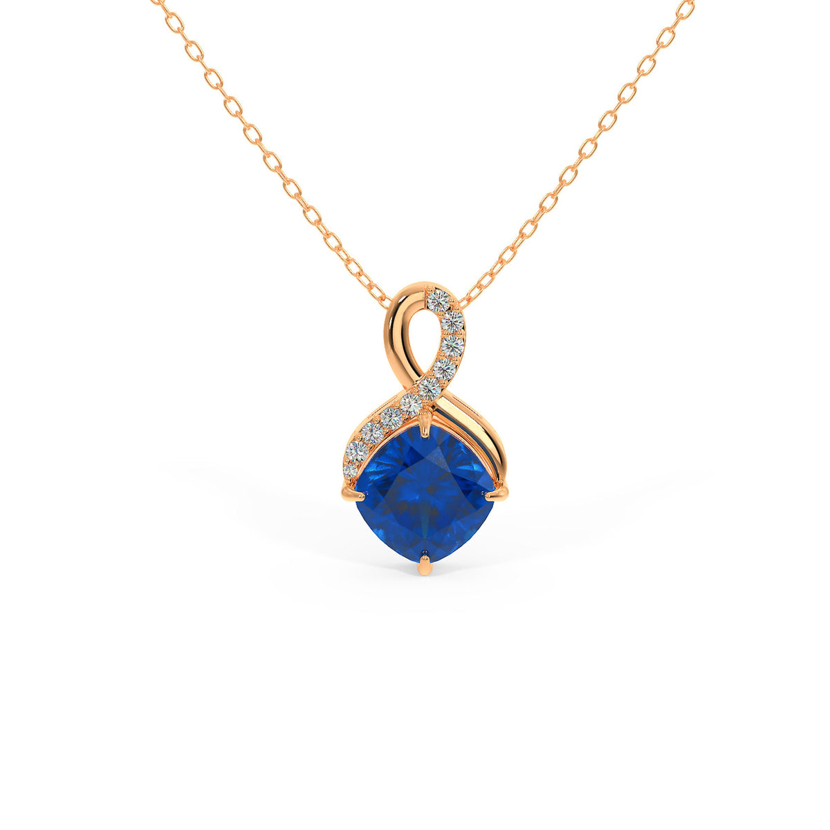 Diamond Necklace, Blue Sapphire  Necklace, Rose Gold Necklace, Charm Necklace, Necklace for Women, Dainty Necklace, Diamond Pendant